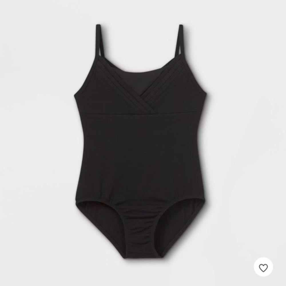 Cat & Jack Girls Cami Dance Leotard Black XS Keyhole Back